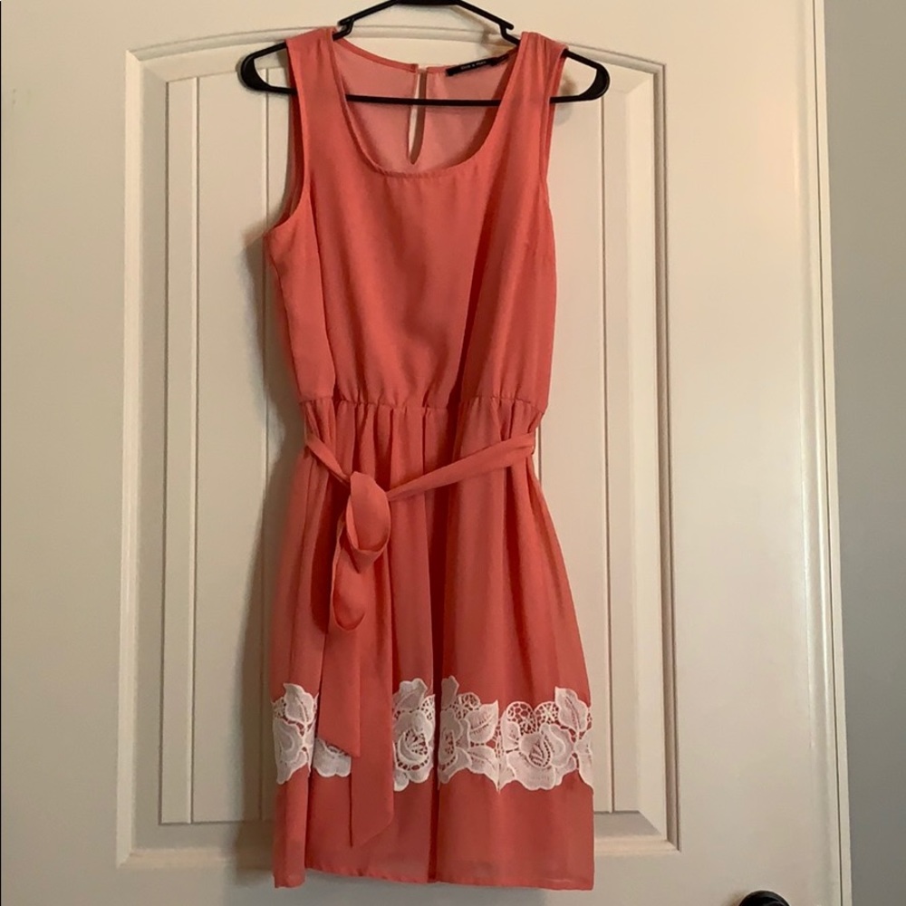 Peach Dress with Lace Detail